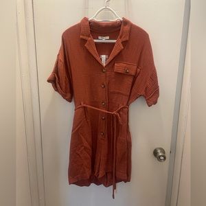 Women’s Double Gauze Madewell Safari Romper in Burnt Orange Size Medium